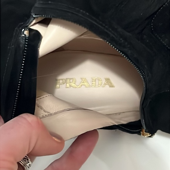 Prada Black Suede Platform Heeled Over the Knee Boots - Picture 5 of 16